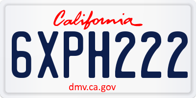 CA license plate 6XPH222