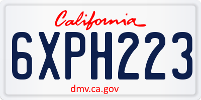 CA license plate 6XPH223