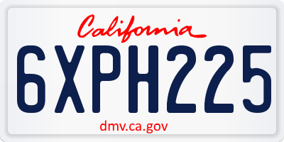 CA license plate 6XPH225