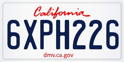 CA license plate 6XPH226