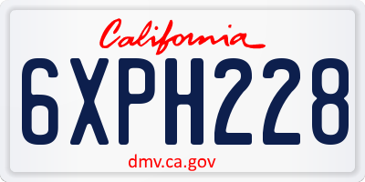 CA license plate 6XPH228