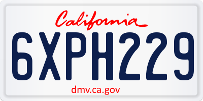 CA license plate 6XPH229