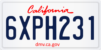 CA license plate 6XPH231
