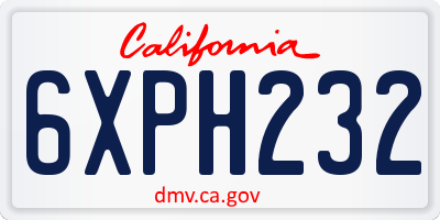 CA license plate 6XPH232