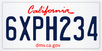 CA license plate 6XPH234