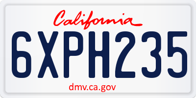 CA license plate 6XPH235