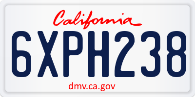 CA license plate 6XPH238