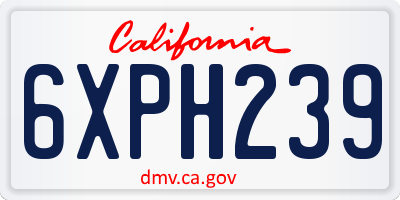 CA license plate 6XPH239