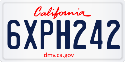 CA license plate 6XPH242