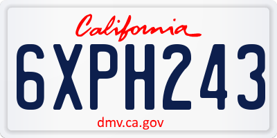 CA license plate 6XPH243