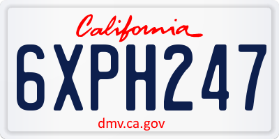 CA license plate 6XPH247