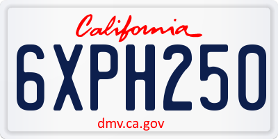 CA license plate 6XPH250