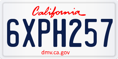 CA license plate 6XPH257