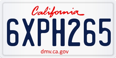 CA license plate 6XPH265