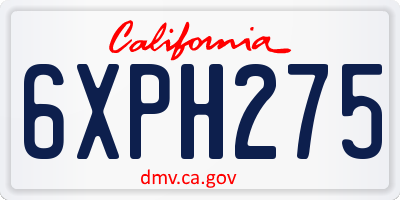 CA license plate 6XPH275