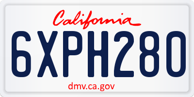 CA license plate 6XPH280
