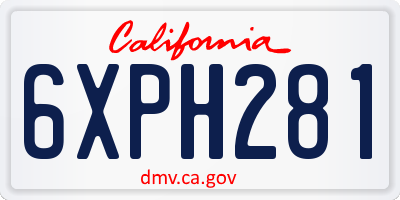 CA license plate 6XPH281