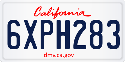 CA license plate 6XPH283