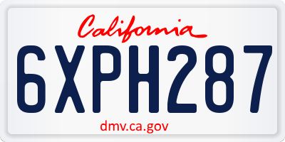 CA license plate 6XPH287