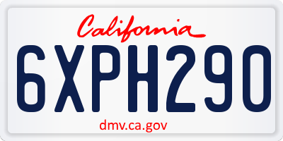 CA license plate 6XPH290