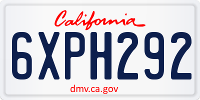 CA license plate 6XPH292