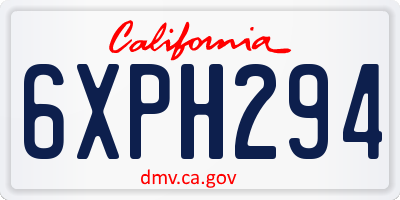CA license plate 6XPH294