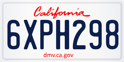 CA license plate 6XPH298