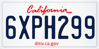 CA license plate 6XPH299