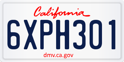 CA license plate 6XPH301
