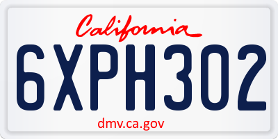 CA license plate 6XPH302
