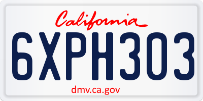 CA license plate 6XPH303