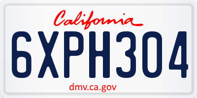 CA license plate 6XPH304