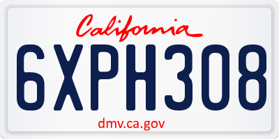 CA license plate 6XPH308