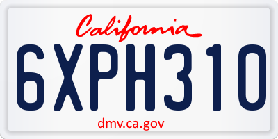 CA license plate 6XPH310