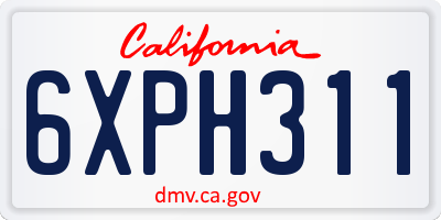 CA license plate 6XPH311