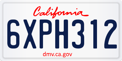 CA license plate 6XPH312