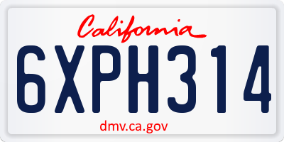 CA license plate 6XPH314