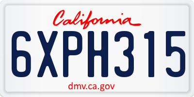 CA license plate 6XPH315