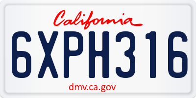 CA license plate 6XPH316