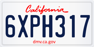 CA license plate 6XPH317