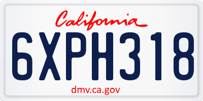 CA license plate 6XPH318