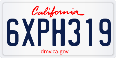 CA license plate 6XPH319