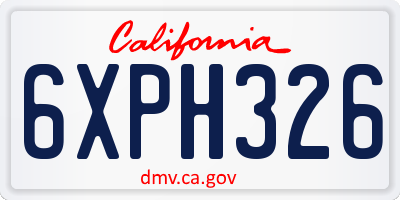 CA license plate 6XPH326