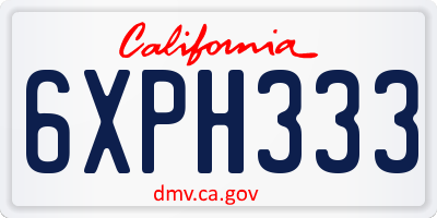 CA license plate 6XPH333