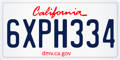 CA license plate 6XPH334