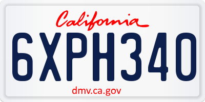 CA license plate 6XPH340