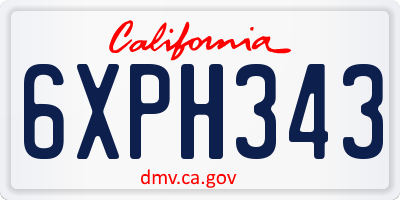 CA license plate 6XPH343