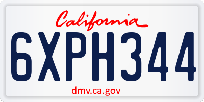 CA license plate 6XPH344