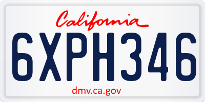 CA license plate 6XPH346