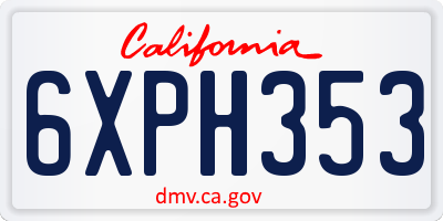 CA license plate 6XPH353